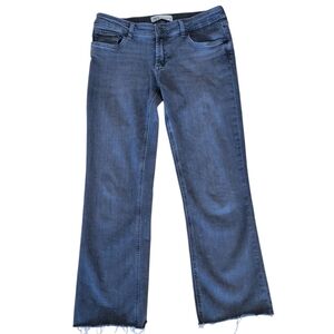Zara Black Distressed Straight Crop Denim Jeans Size 6